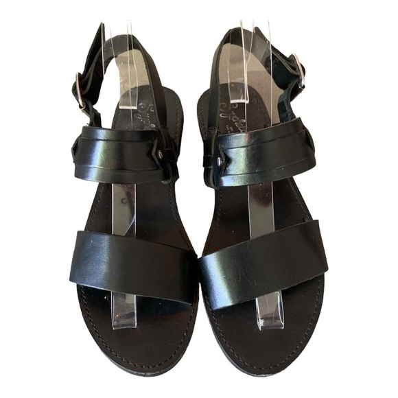 Seychelles Black Leather Flat Strappy Sandals Women's sz 6.5 - Picture 5 of 9